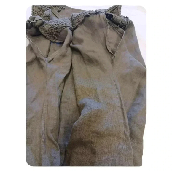 I Jeans 100% linen Olive Cold Shoulder Slip Mini Dress Size Small - Picture 6 of 10